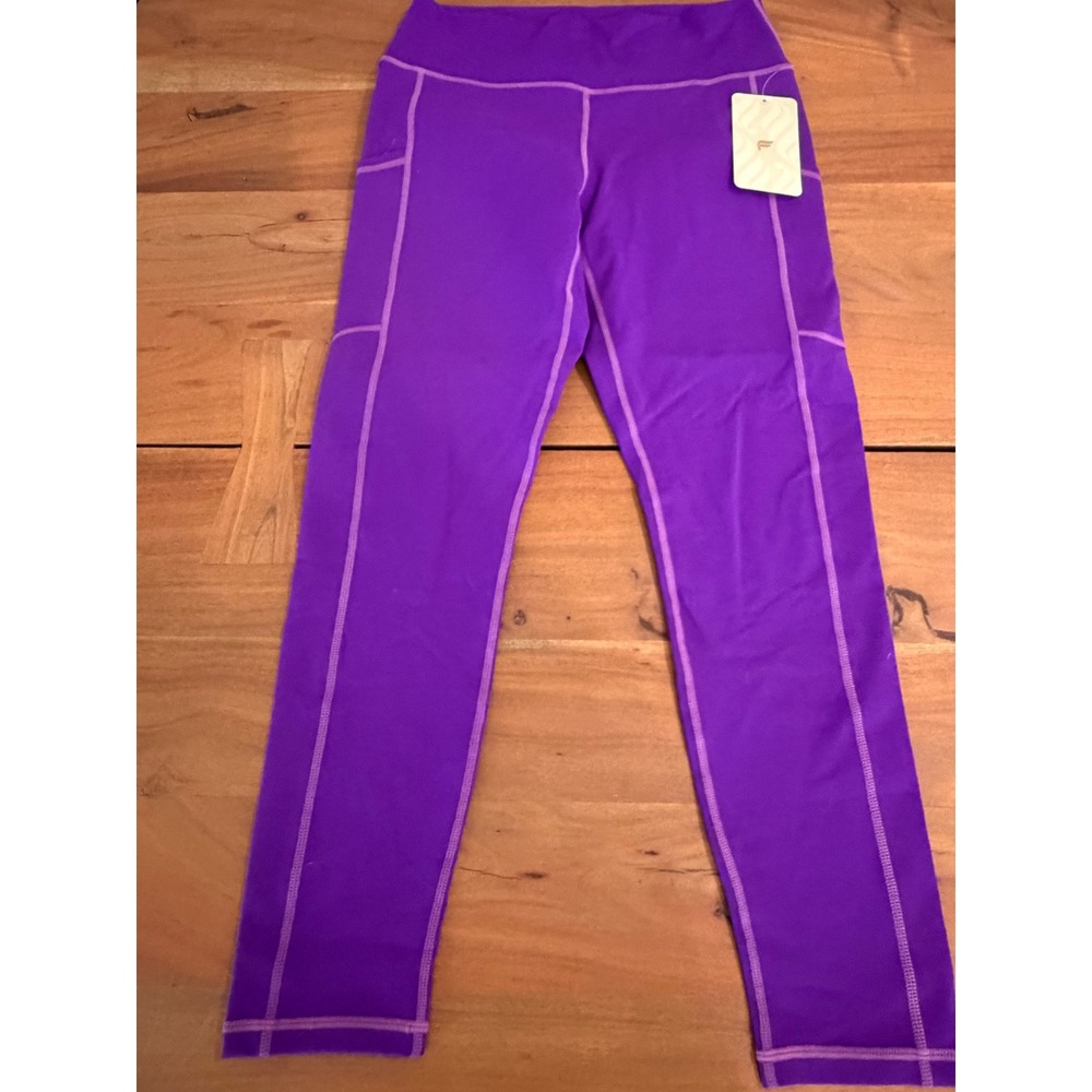 Fabletics Purple High Waisted Side Pocket 7/8 Leggings Tights NEW Women's Large
